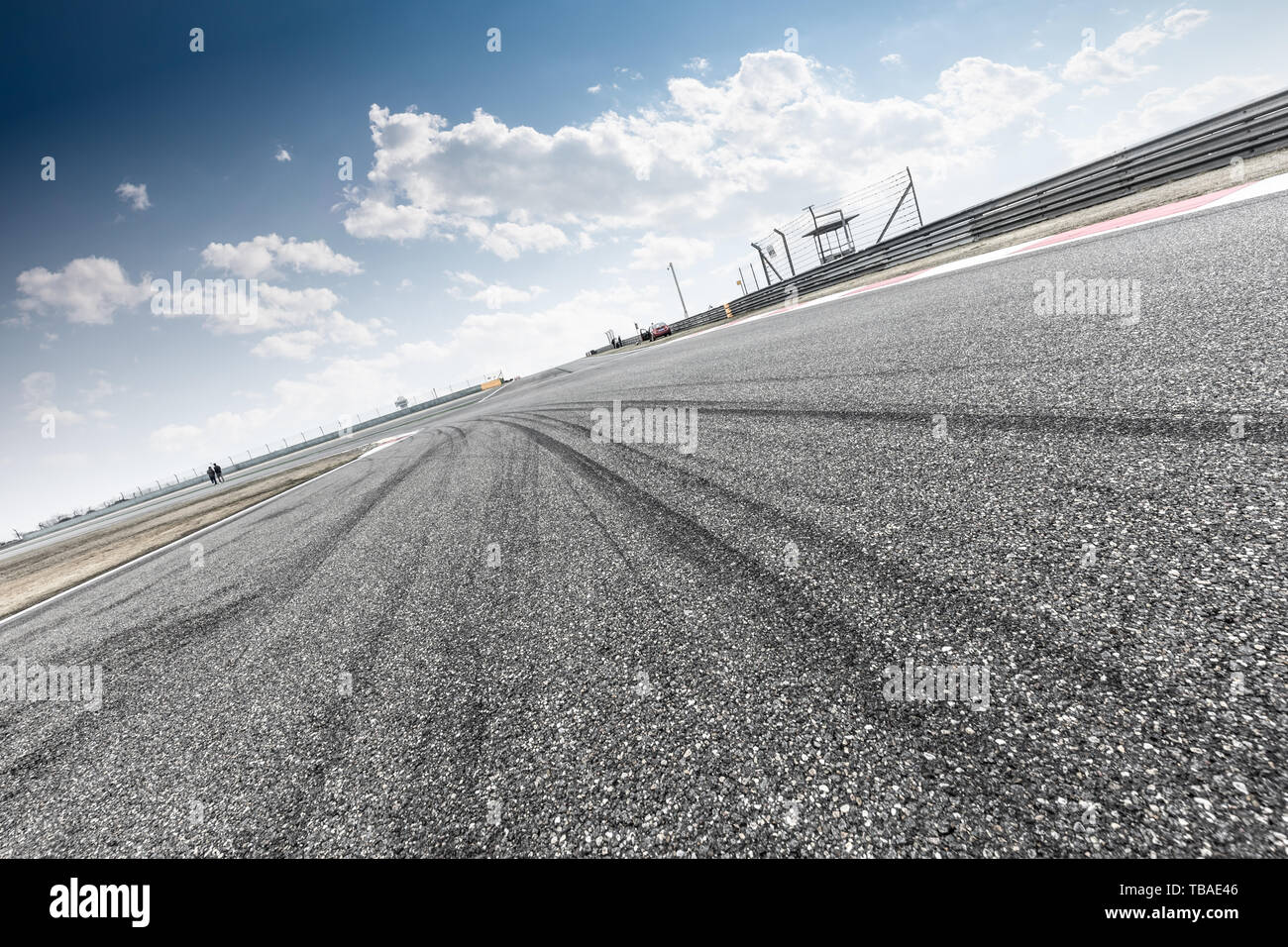 Empty asphalt road in blue cloudsky Stock Photo