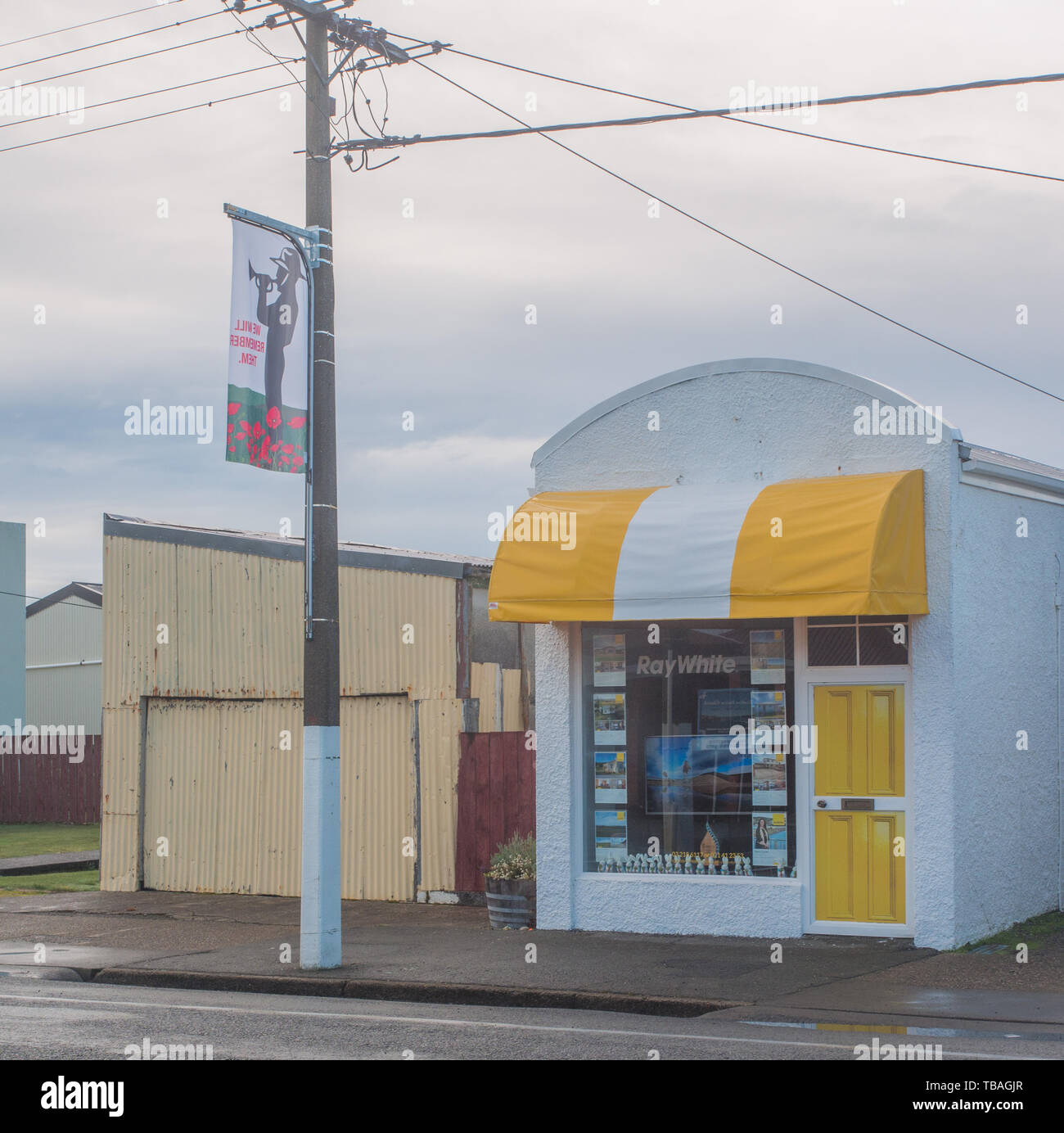 Ray White real estate office, main street, small town streetscape