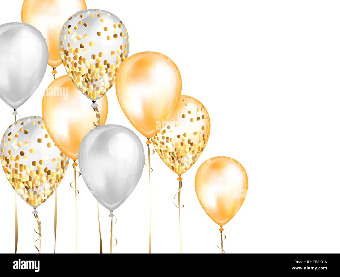 Flying Glossy White And Yellow Shiny Realistic 3d Helium Balloons With