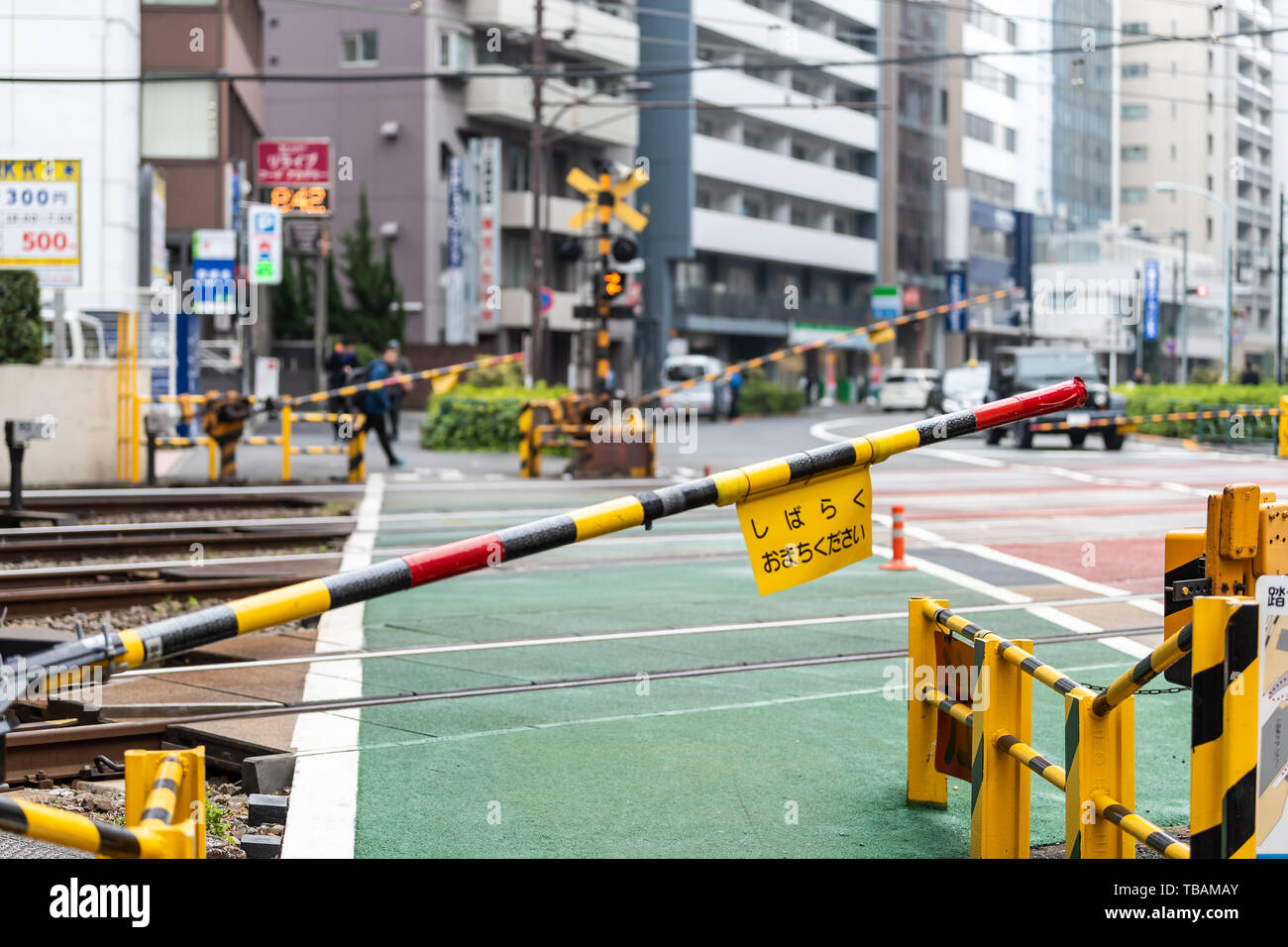 Tokyo, Japan - March 30, 2019: Shinjuku or Shibuya street sidewalk road ...
