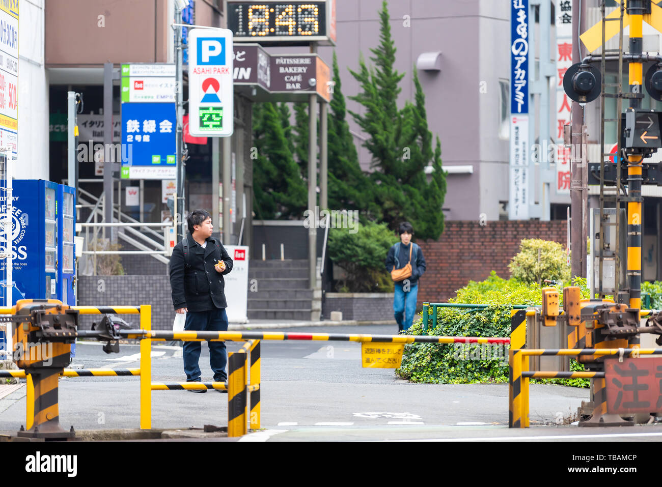 Tokyo, Japan - March 30, 2019: Shibuya street sidewalk road by ...