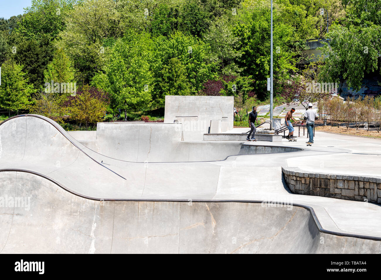 Atlanta, USA April 20, 2018 Fourth Ward historic skatepark in