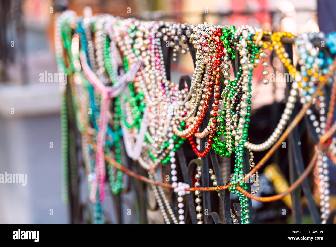 mardi gras bead fence