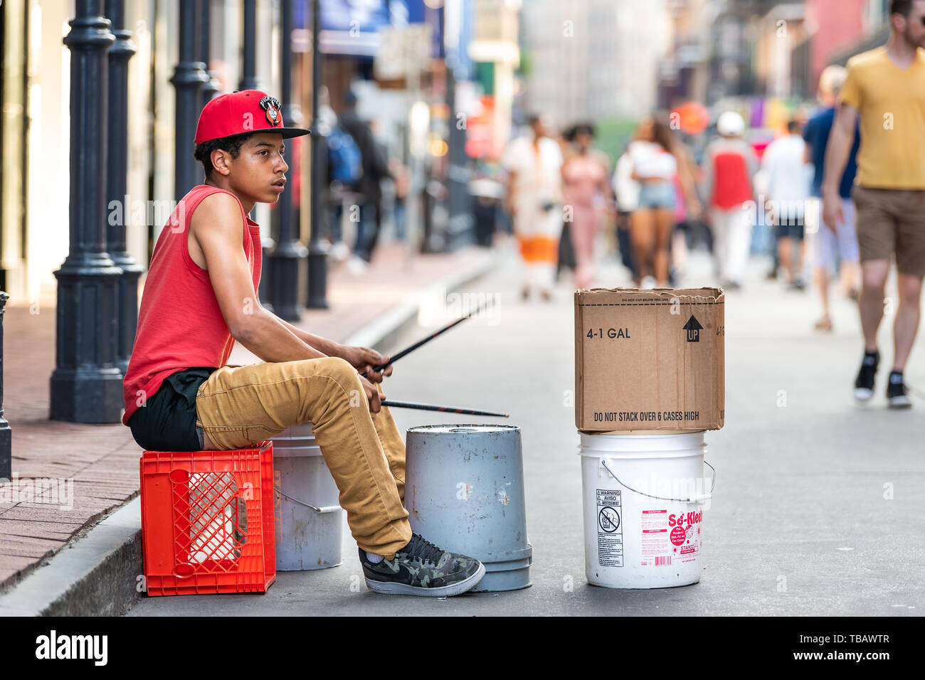 New Orleans, USA April 23, 2018 Bourbon street in Louisiana famous
