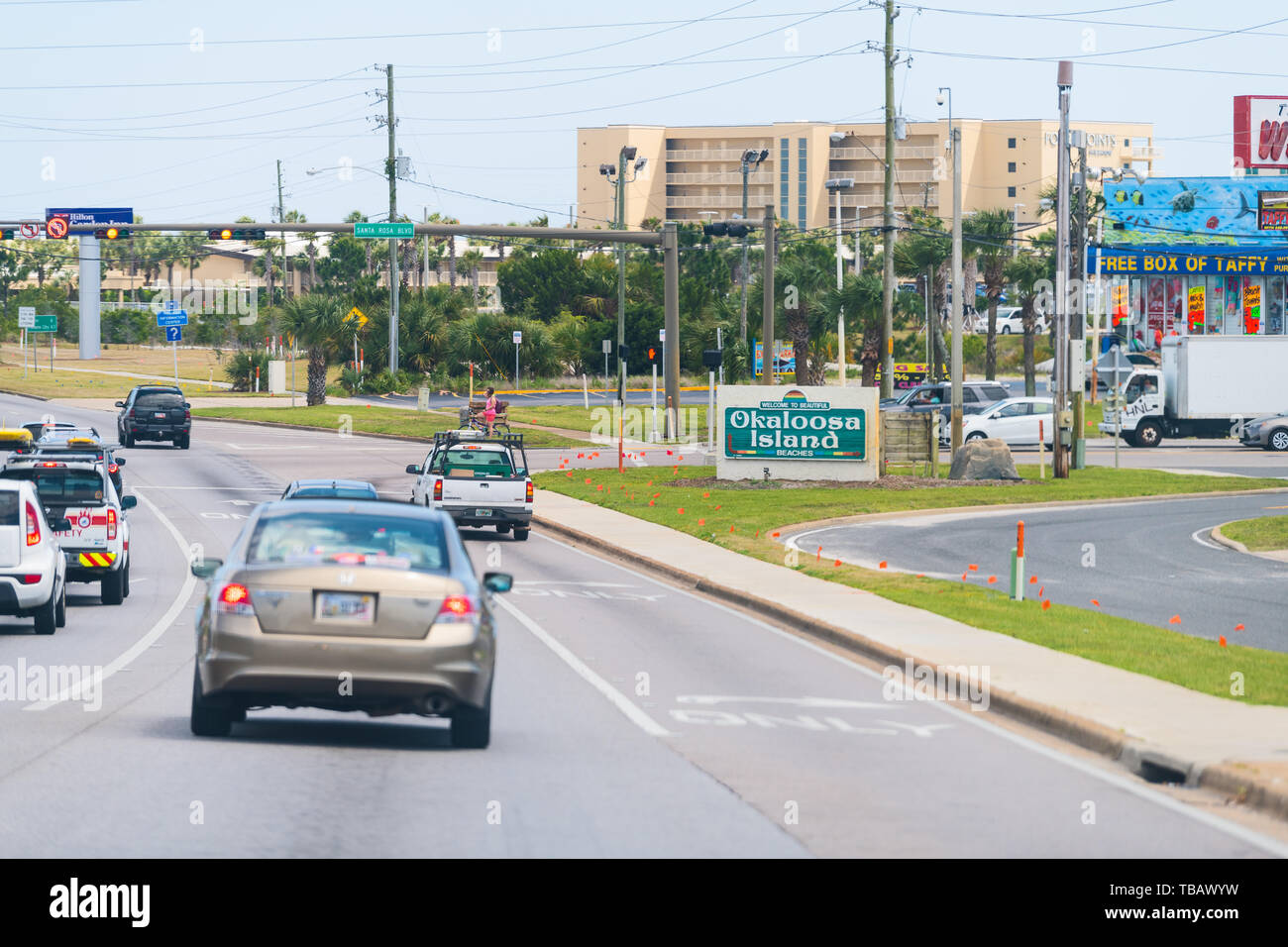 Fort Walton Beach, USA April 24, 2018 Miracle strip parkway road