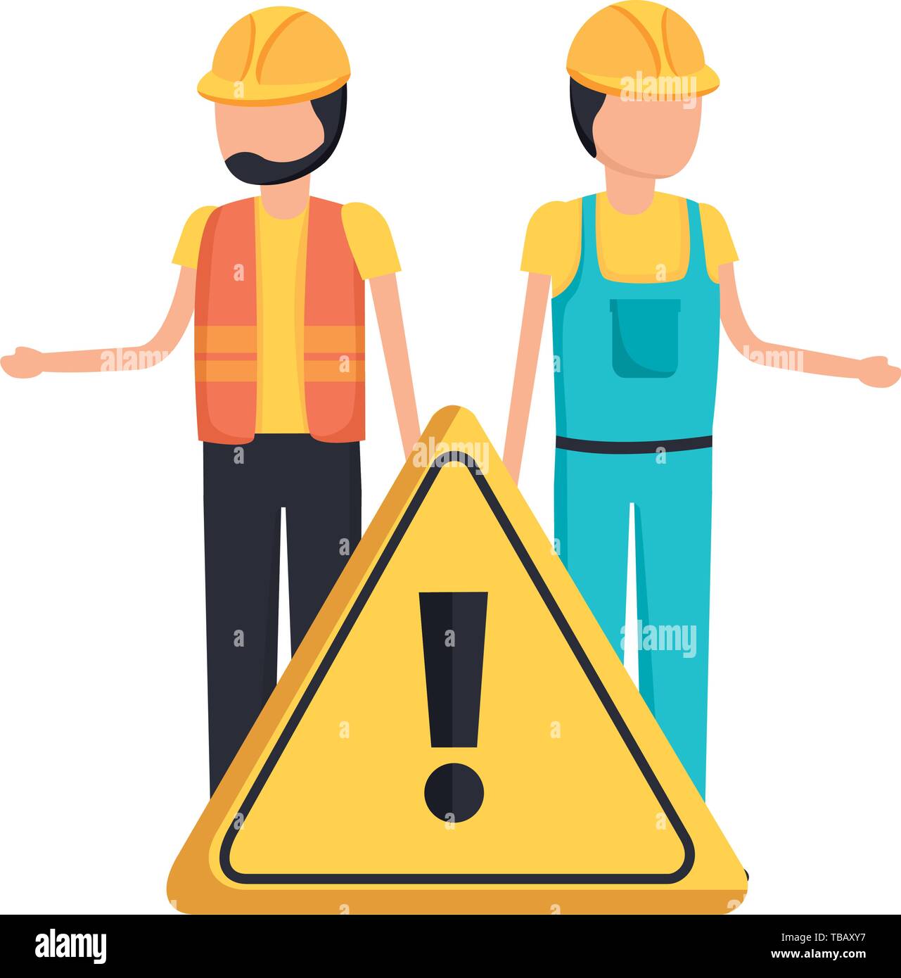 workers contruction warning sign Stock Vector Image & Art - Alamy