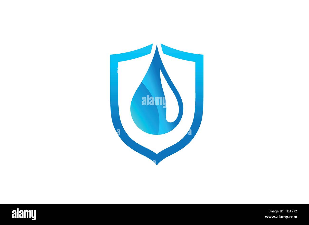 Creative Abstract Blue Droplet Shield Logo Design Symbol Vector Illustration Stock Vector