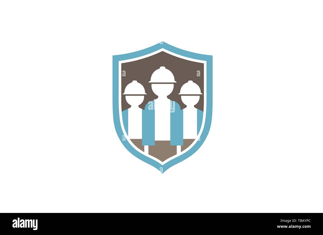 Creative Three Builder Shield Logo Design Symbol Vector Illustration Stock Vector