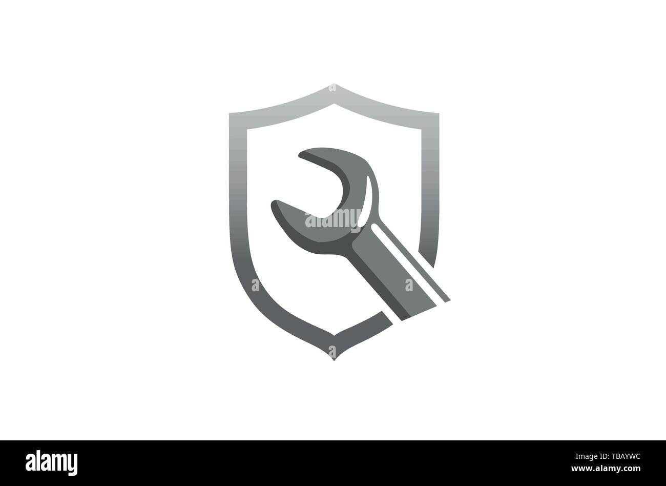 Creative Wrench Shield Logo Design Symbol Vector Illustration