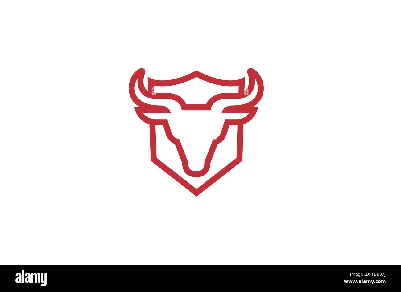 Creative Red Shield Bull Logo Design Symbol Vector Illustration Stock Vector