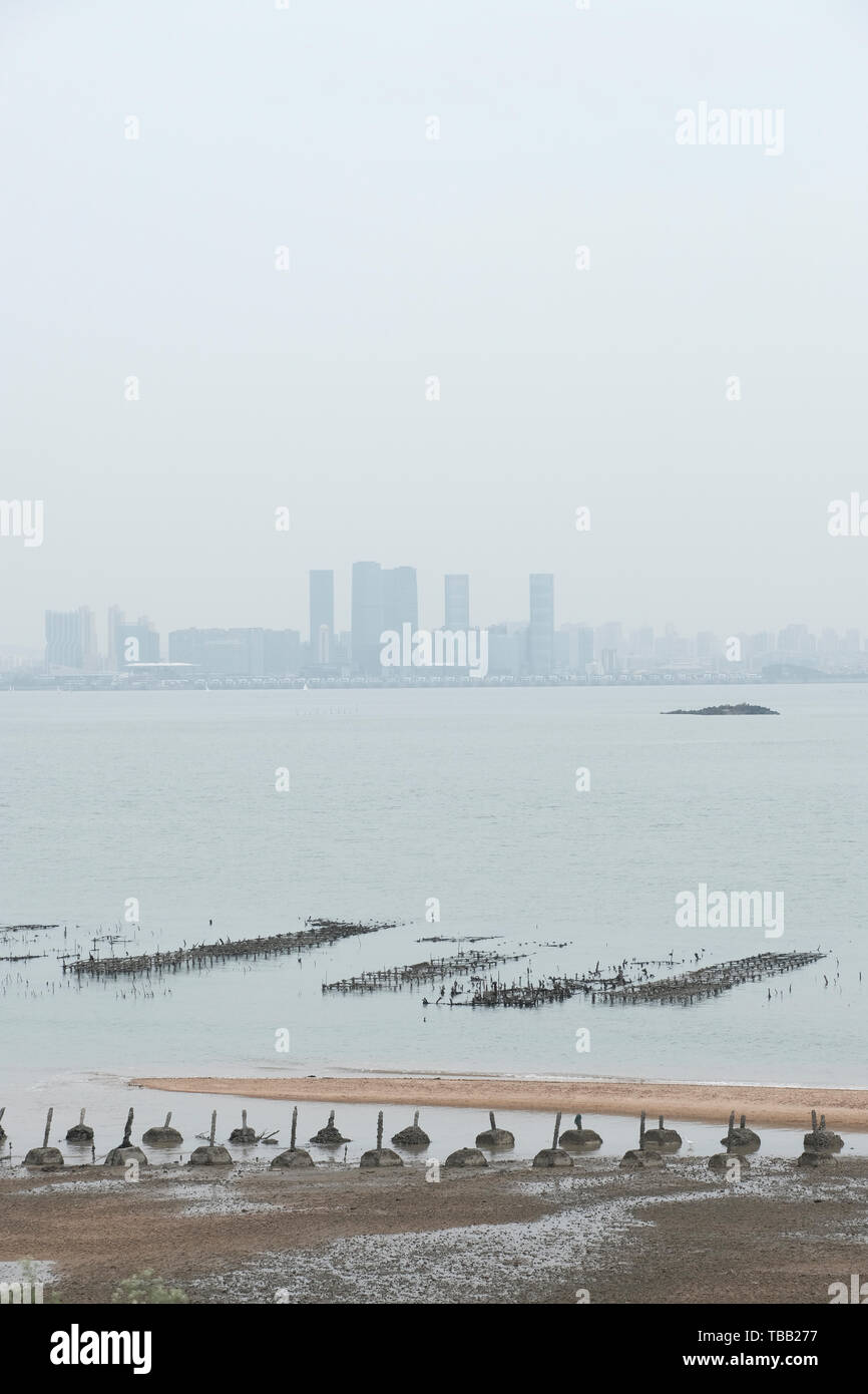 Protective bollards guarding the beach from enemy boat landings in the ...