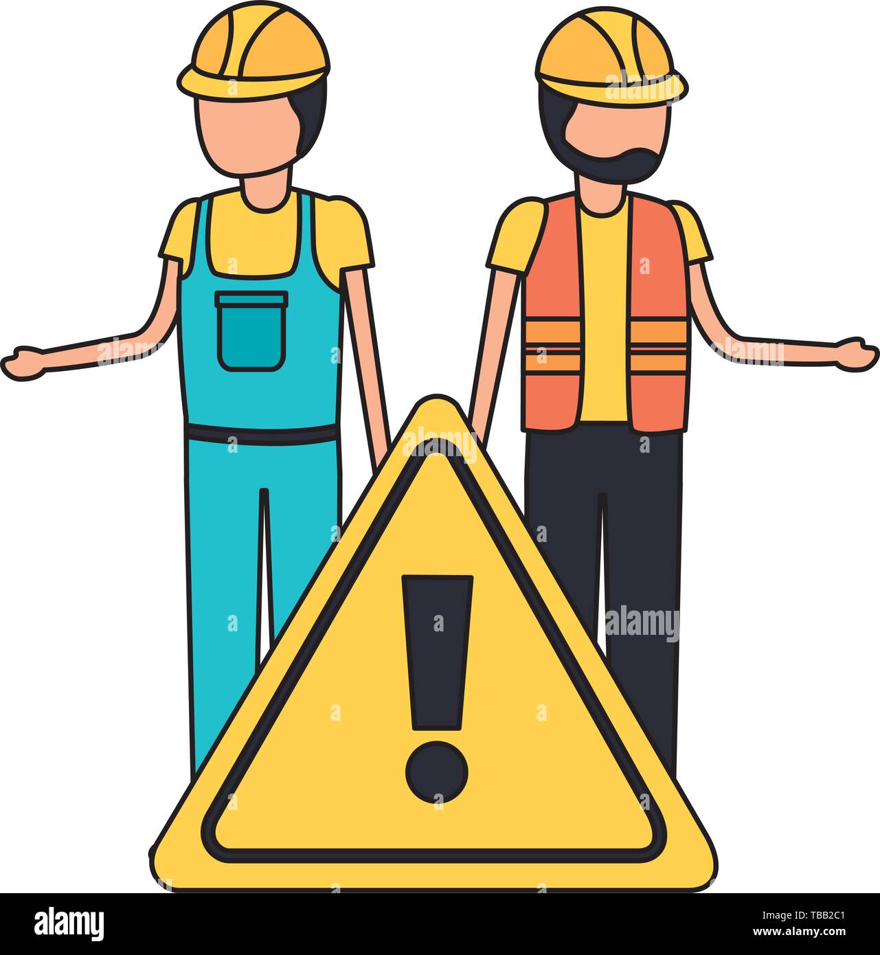 workers contruction warning sign Stock Vector Image & Art - Alamy