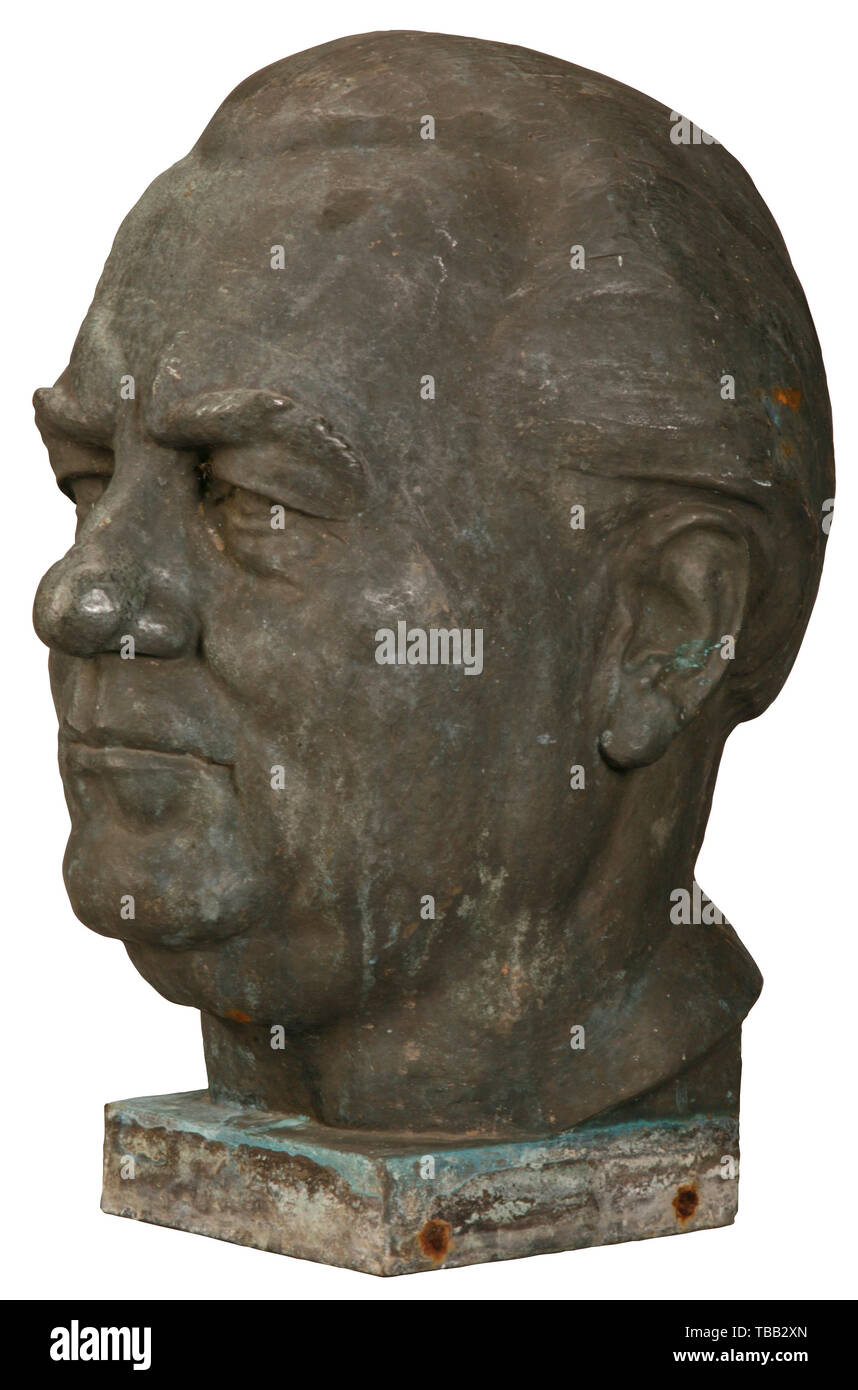 Wilhelm Pieck (1876 - 1960) - a bronze half bust Life-size bust of the first and also only president of the GDR and co-founder of the SED. Bronze, the nape of the neck signed 'Otto Maerker'. Height 60 cm, weight 30.5 kg. Viewing in North Germany, on appointment with Hermann Historica. historic, historical, 20th century, GDR, East Germany, Eastern Germany, East-German, East German, object, objects, stills, clipping, cut out, cut-out, cut-outs, Additional-Rights-Clearance-Info-Not-Available Stock Photo