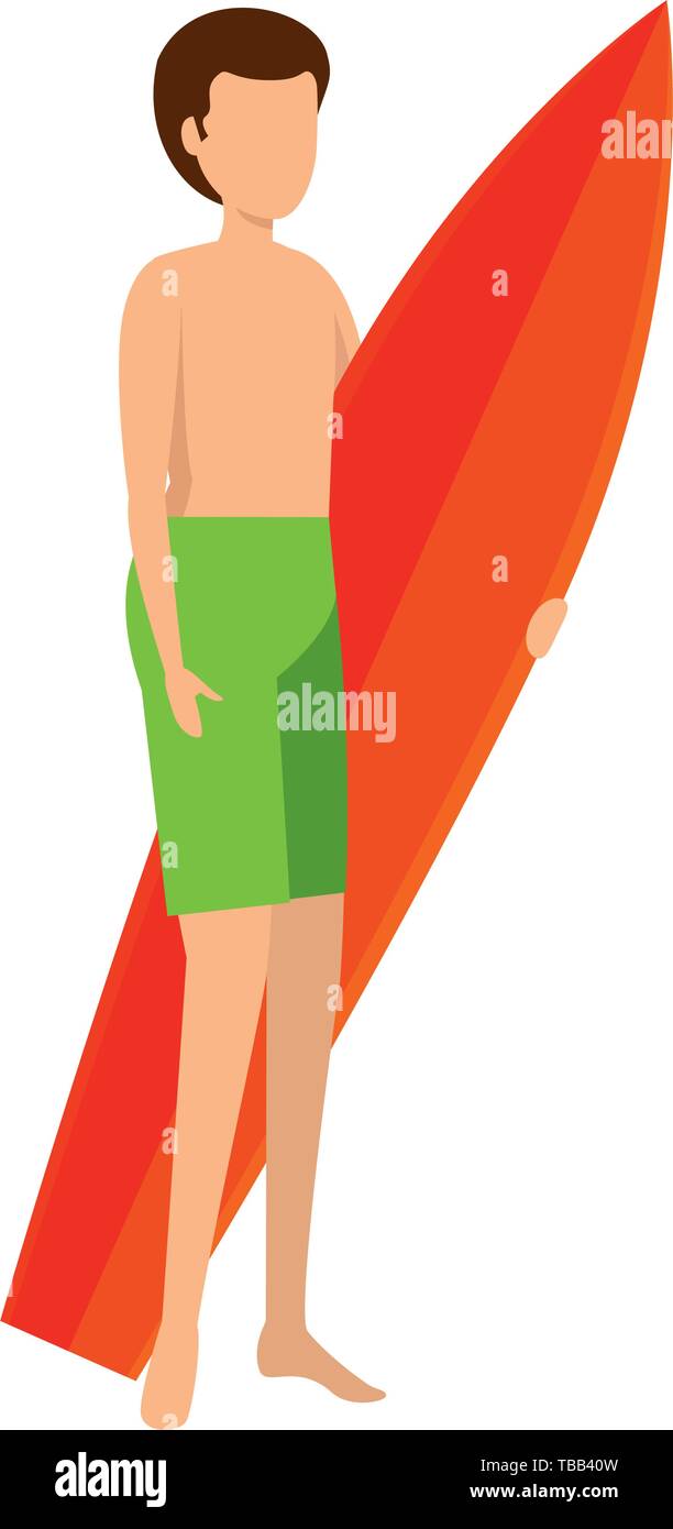 young man with swimsuit and surfboard Stock Vector Image & Art - Alamy