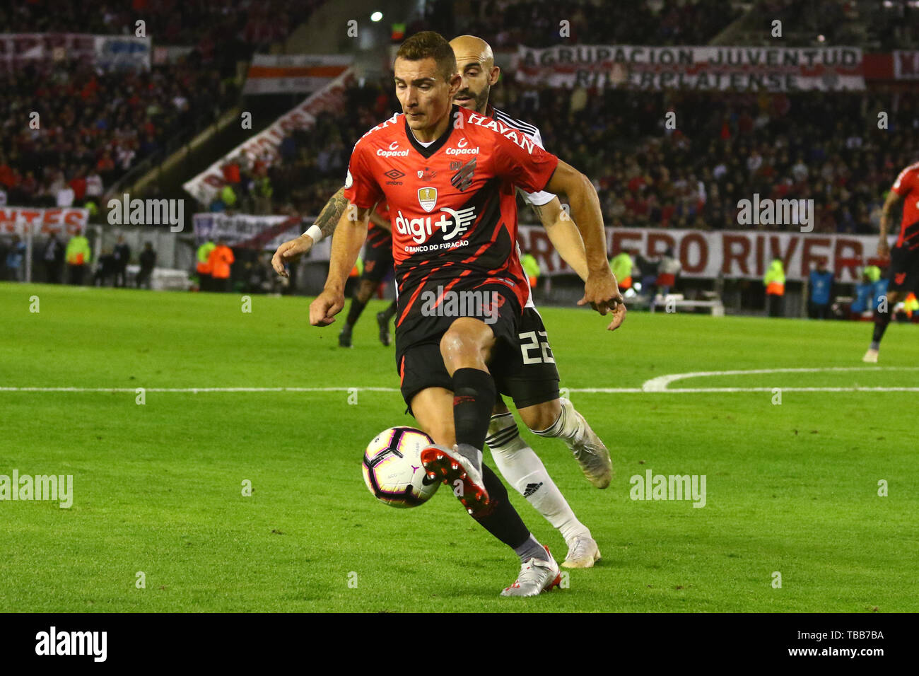 BUENOS AIRES, 30.05.2019: Marco Ruben and Javier Pinola during the match between River Plate (ARG) and Athletico Paranaense (BRA) for final match of R Stock Photo