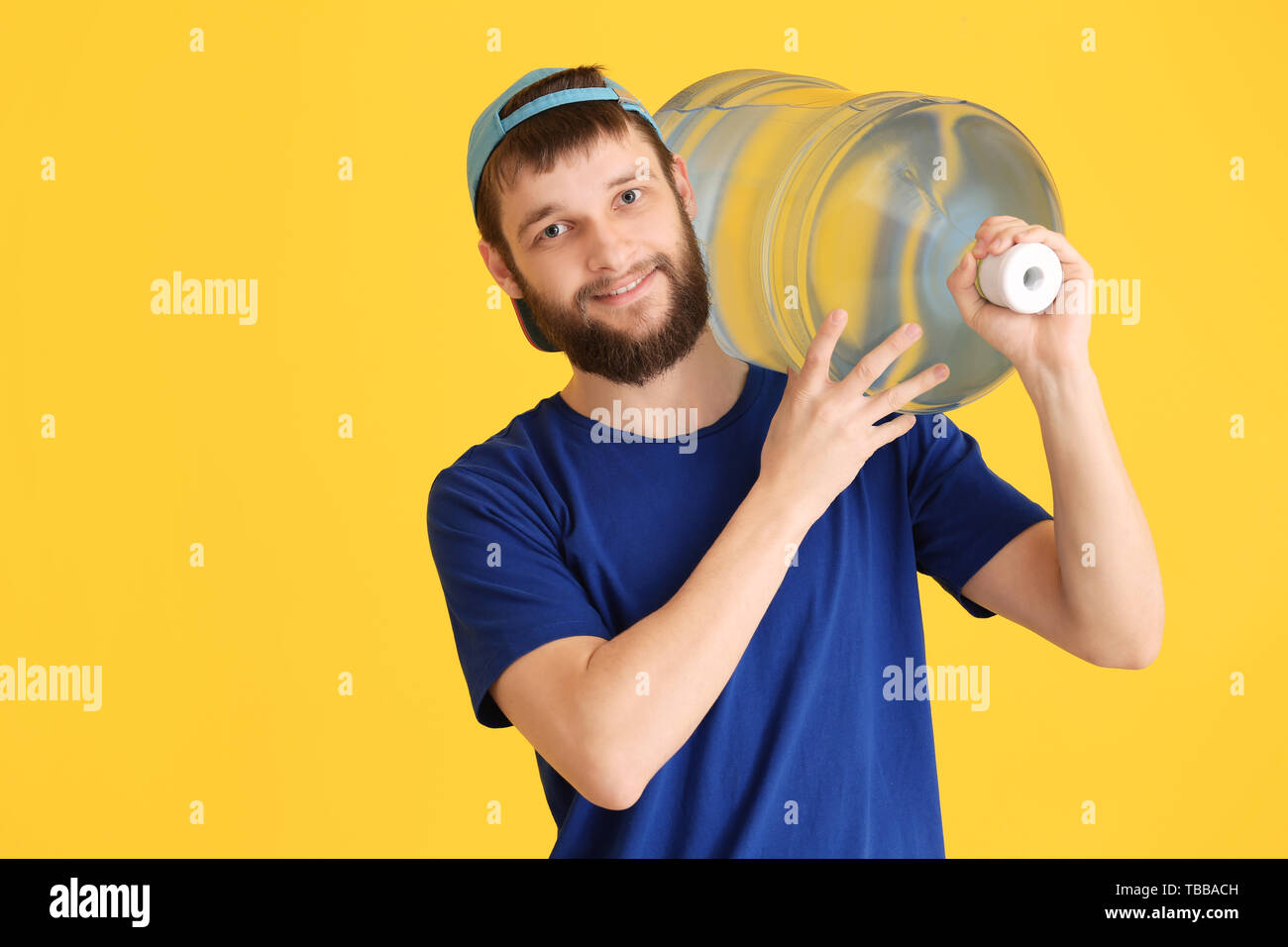 Man with a Giant Water Bottle Stock Image - Image of oversized, exhausted:  128843799