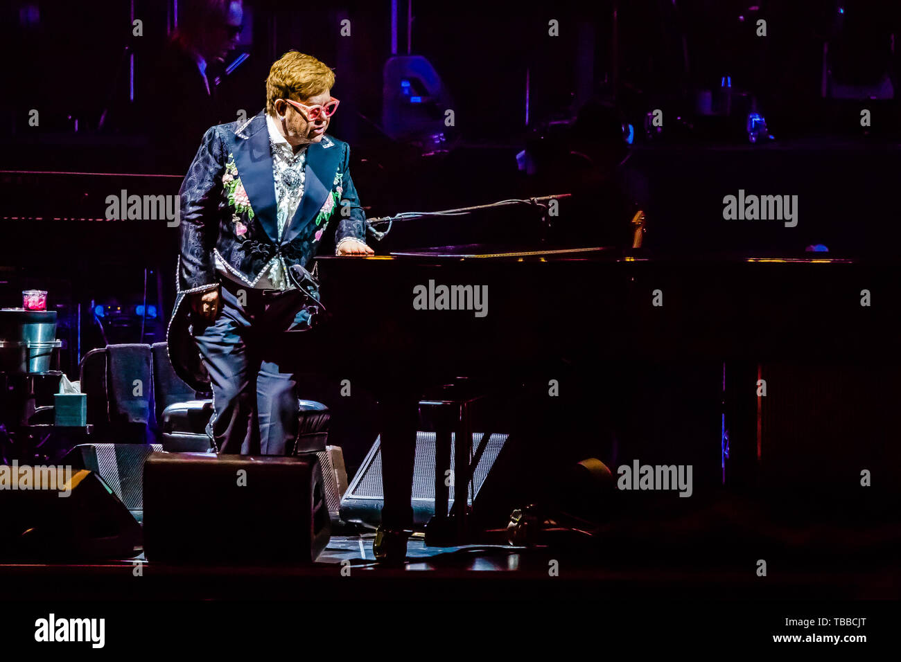 Verona, Italy. 29th May, 2019. Elton John, living legend of world pop  music, has performed for the first date of the Arena di Verona and of the  three dates scheduled in Italy (