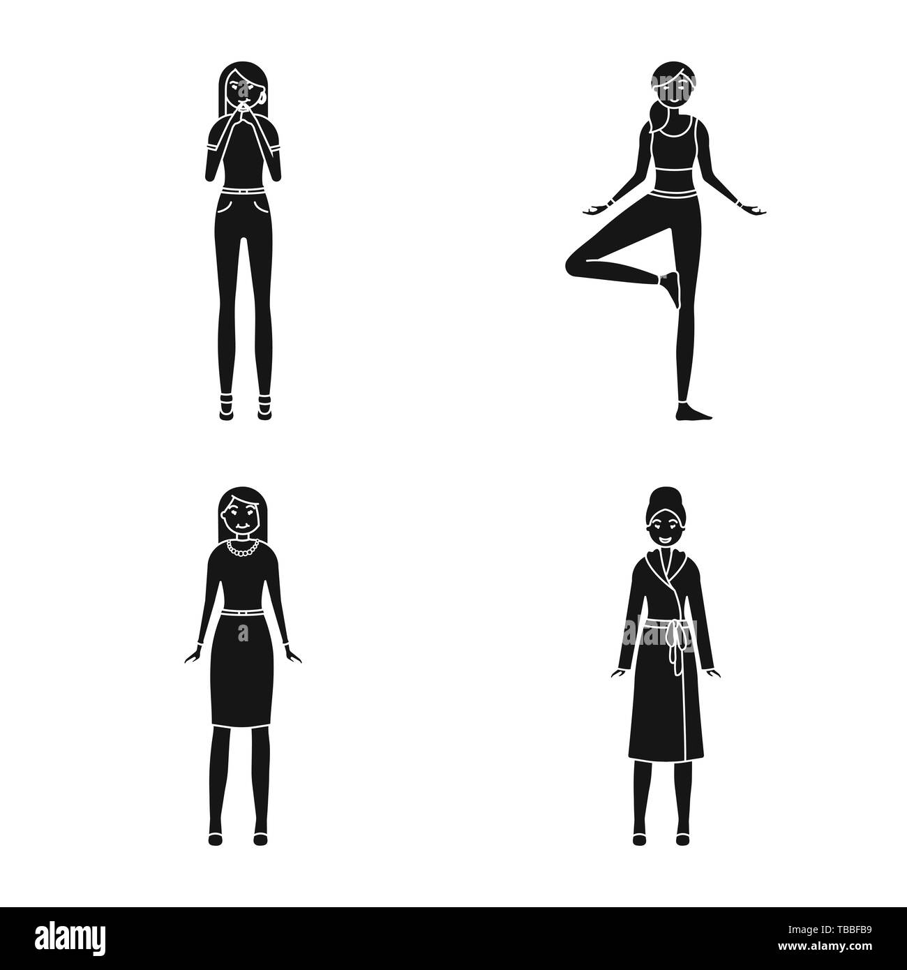 Vector design of emotions and female sign. Set of emotions and body ...