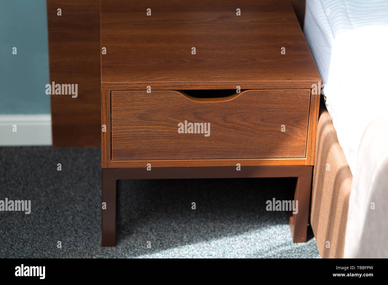 Wood bedside table. Modern designer Stock Photo