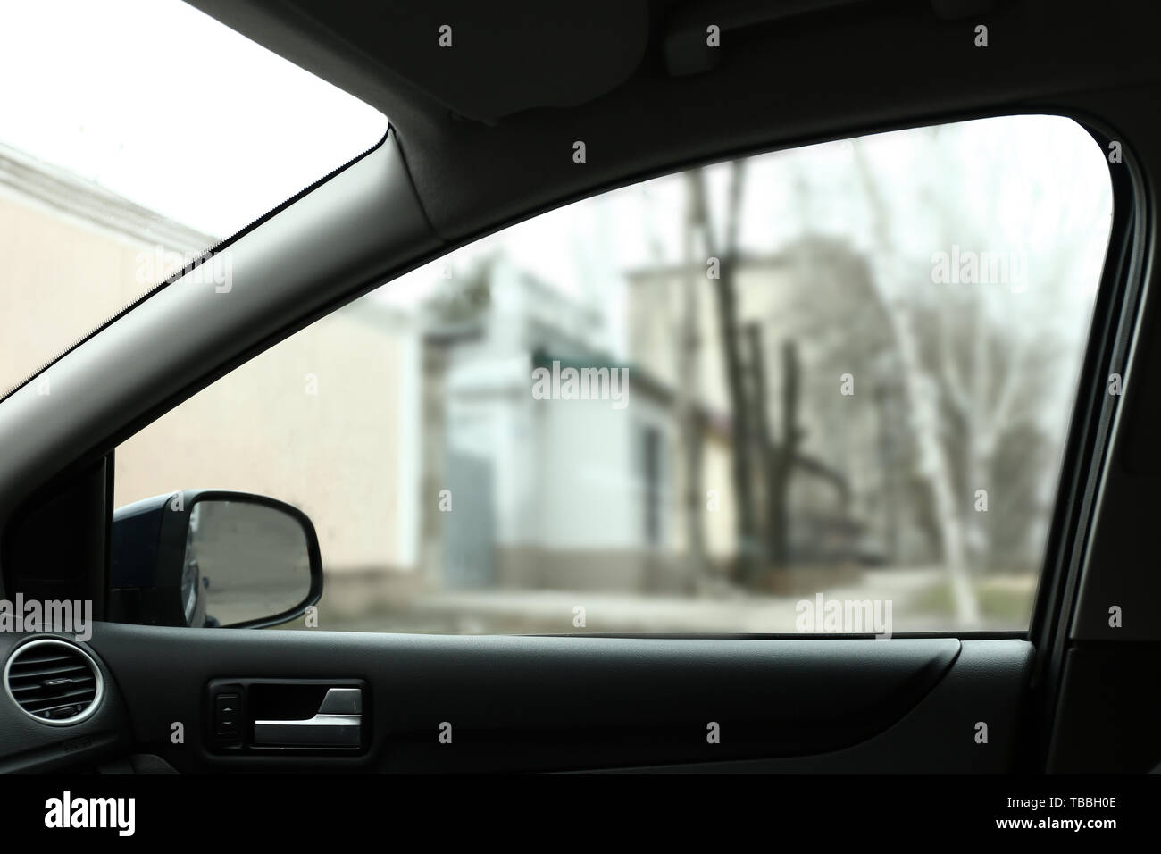 Side Window Of Modern Car View From Inside Stock Photo Alamy