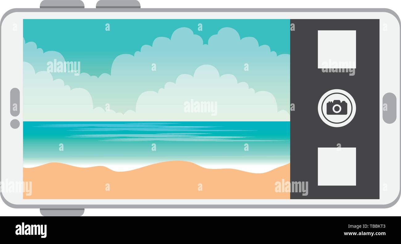 smartphone with summer beach seascape scene Stock Vector Image & Art ...