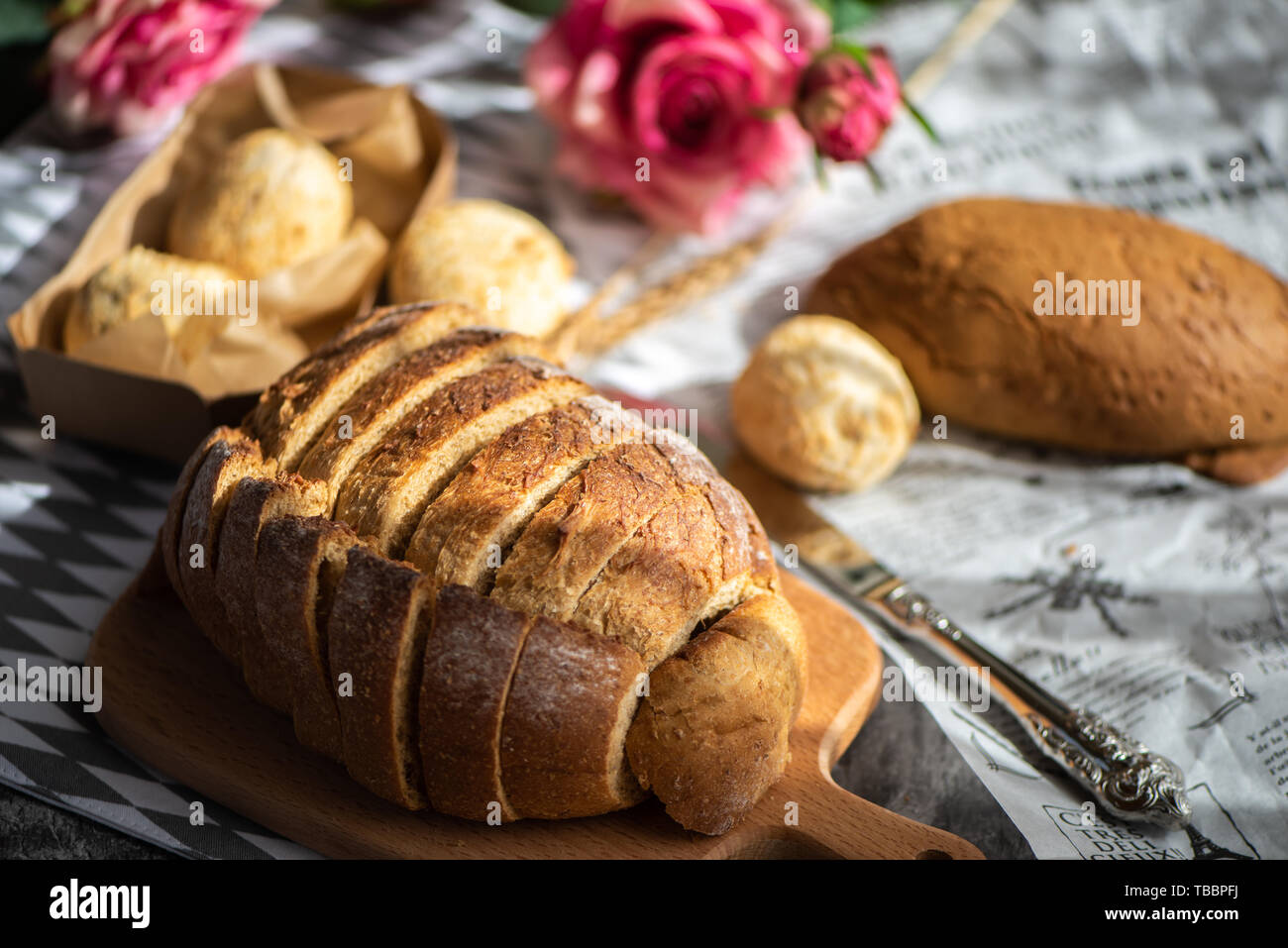 Baking Healthy Breakfast, continental toast Stock Photo Alamy