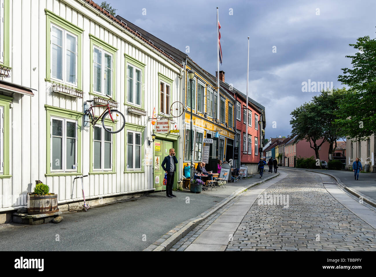 Trondheim old town (Bakklandet) is very popular among tourists, with  colorful houses and typical restaurants, Trondheim, Norway Stock Photo -  Alamy