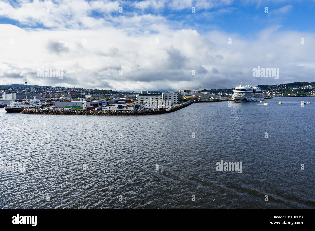 View of Trondheim port, a stop for cruise ships in Norway's tour Stock Photo