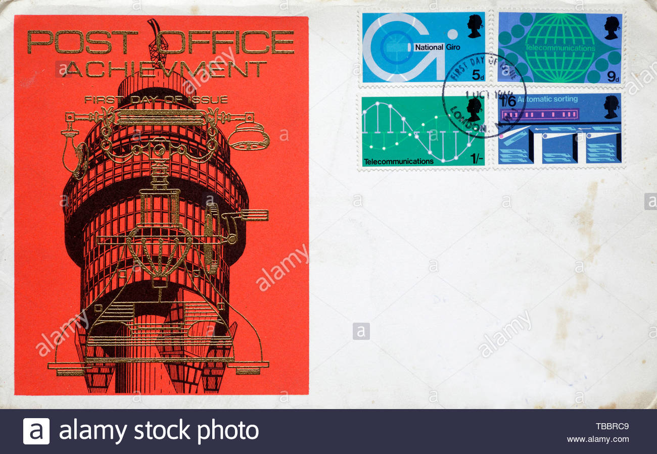 Post Office First Day Cover 1969, Post Office achievment Stock Photo