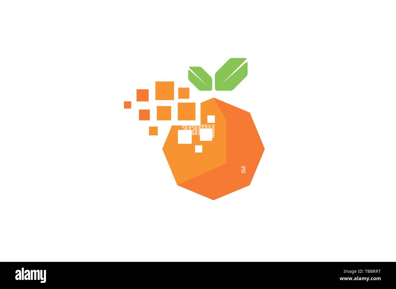 Creative Digital Pixel Orange Fruit Logo Design Symbol Vector Illustration Stock Vector