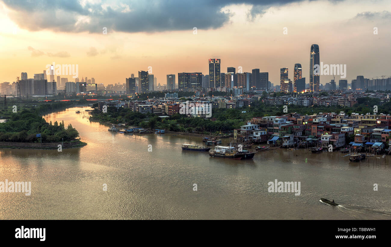 The last view of the fishing village when the Xinhua Expressway was rebuilt. Stock Photo