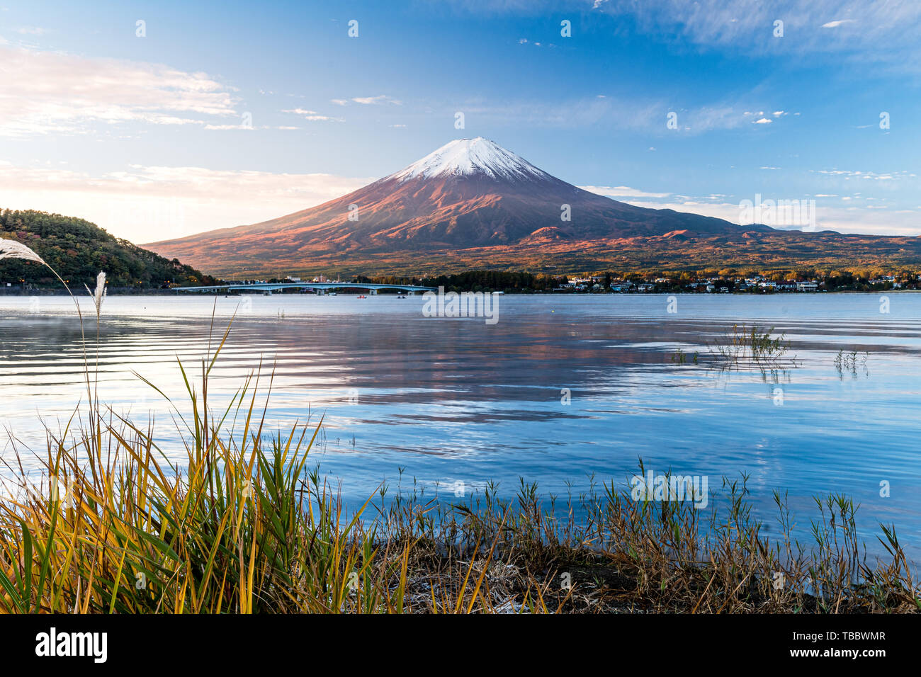 morning at mount Fuji and Lake Kawaguchiko Stock Photo
