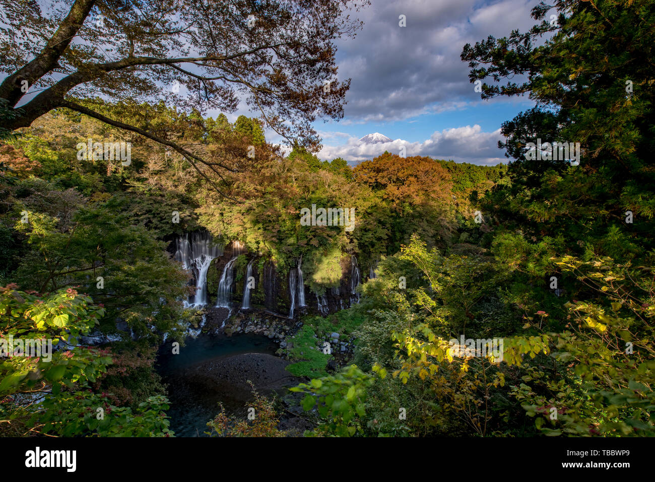 Shiraito Falls near Mount Fuji in Autumn Stock Photo