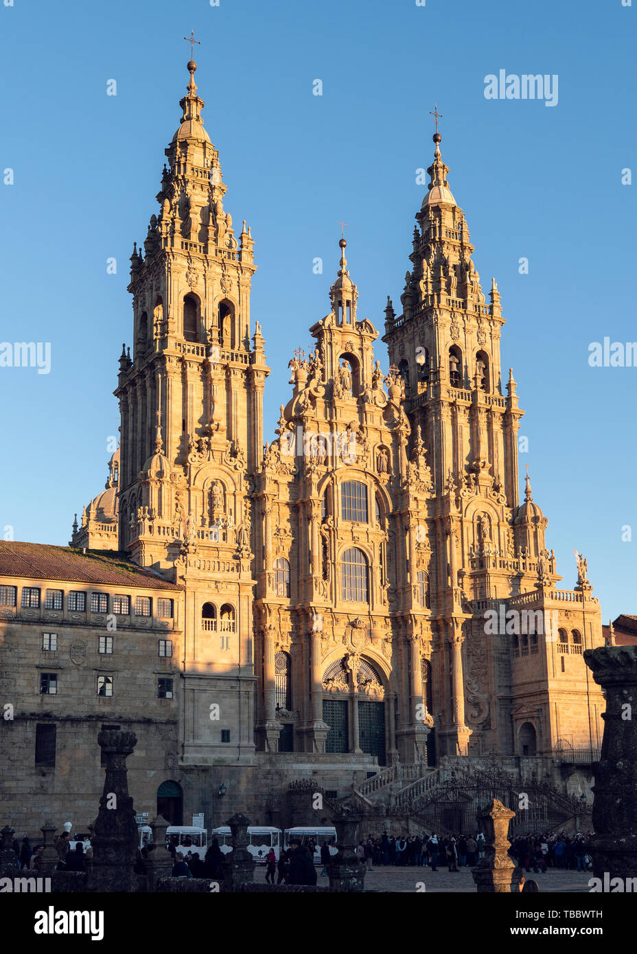 Santiago de Compostela Cathedral. Baroque facade architecture. Galicia Spain Stock Photo