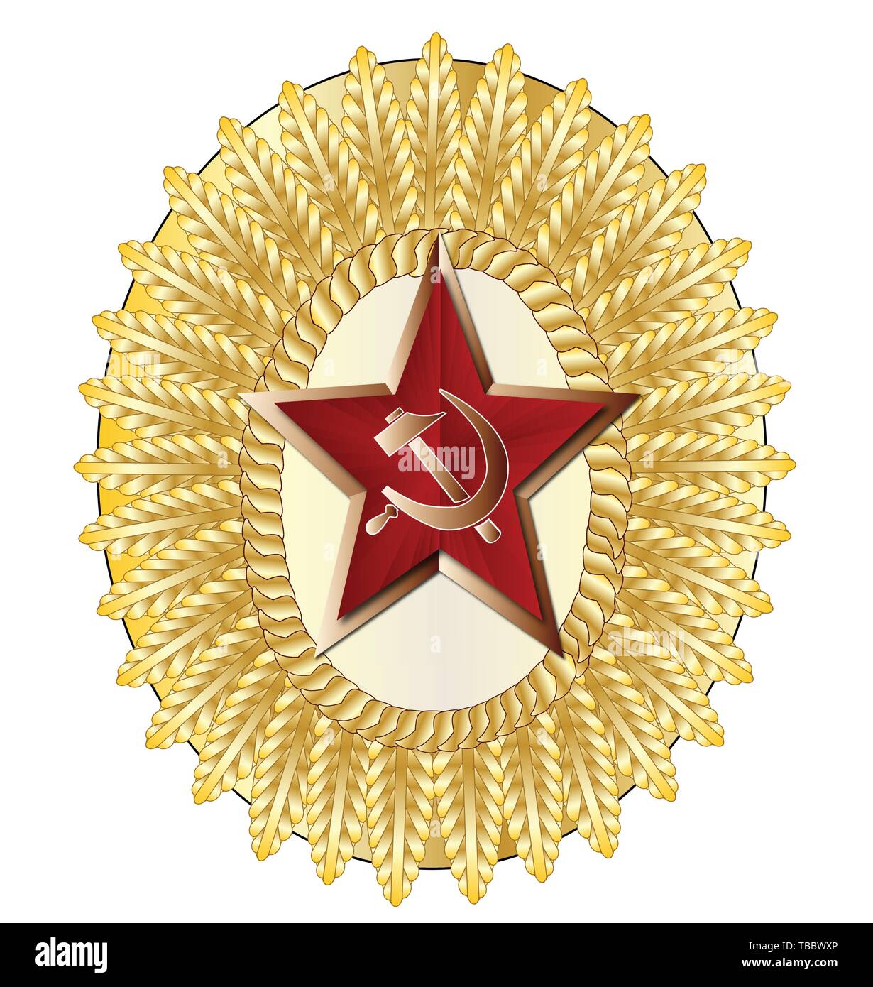 A Russian officer army metal enamel pin cap badge Stock Vector