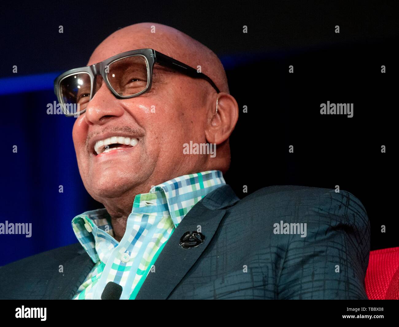 Duke Fakir, founding member of The Four Tops, discusses music as activism and social expression during the Summit on Race in America at the LBJ Presidential Library April 13, 2019 in Austin, Texas. Stock Photo