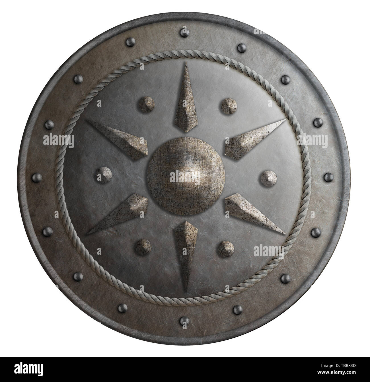 Round metal shield isolated 3d illustration Stock Photo