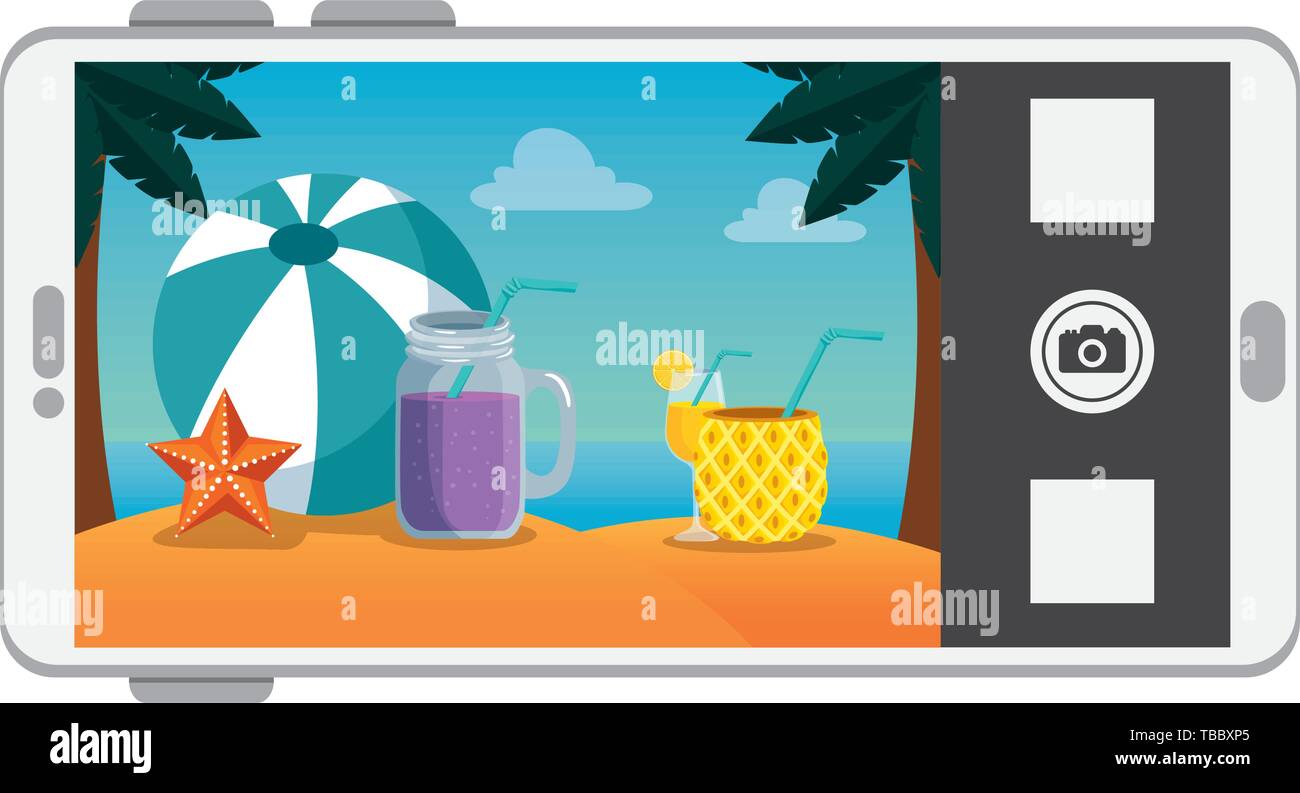 smartphone with summer beach seascape scene Stock Vector Image & Art ...