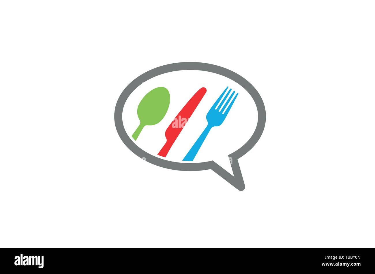 Creative Bubble Chat Fork Spoon Knife Logo Design Symbol Vector Illustration Stock Vector