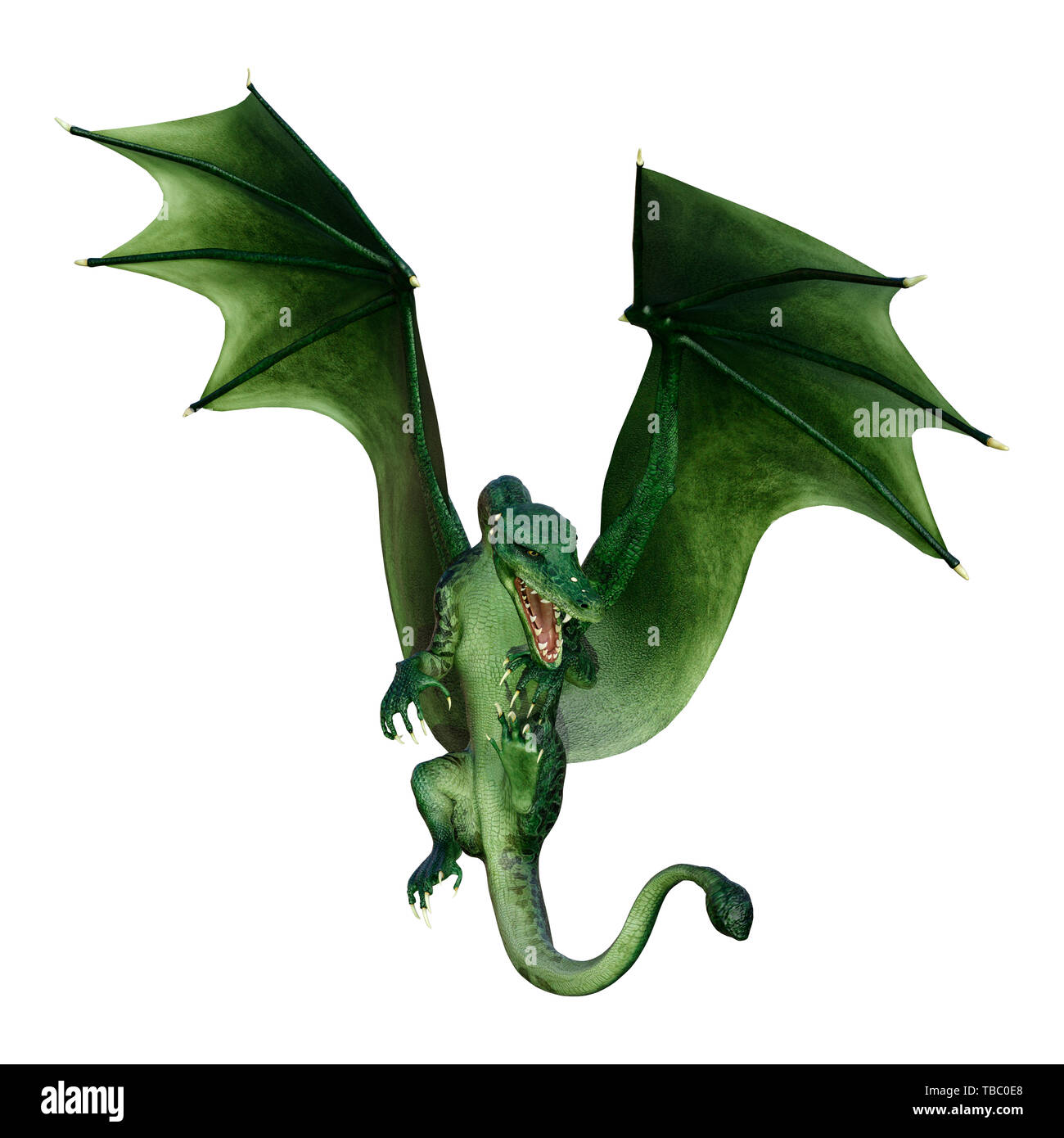 3D rendering of a fantasy dragon isolated on white background Stock ...