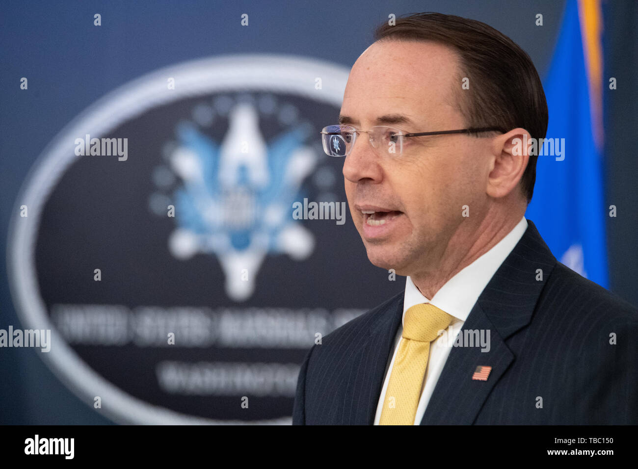 U.S Deputy Attorney General Rod Rosenstein delivers remarks during the