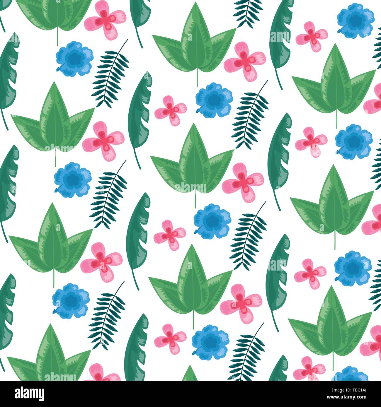 tropical flowers leaves foliage background Stock Vector Image & Art - Alamy