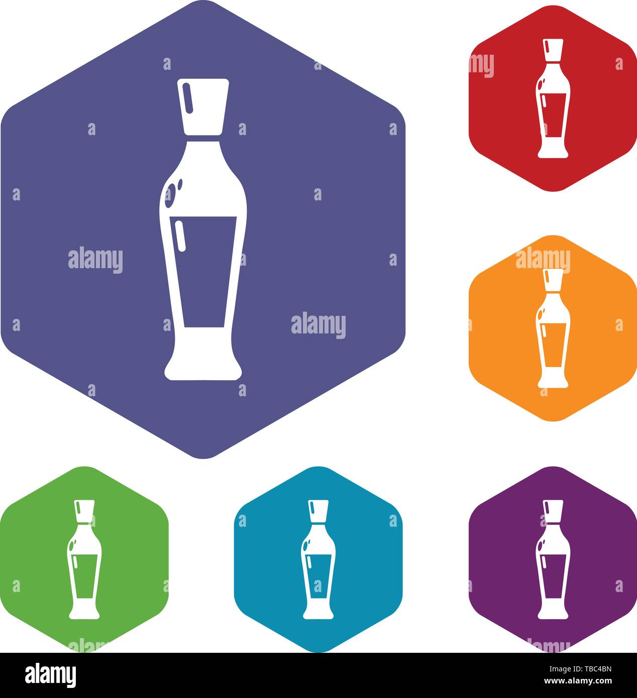 Wine bottle icons vector hexahedron Stock Vector