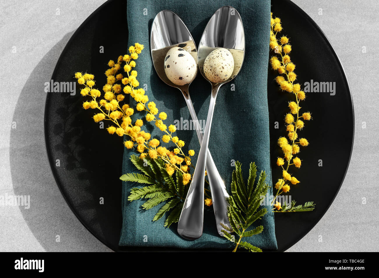 Beautiful Easter table setting Stock Photo