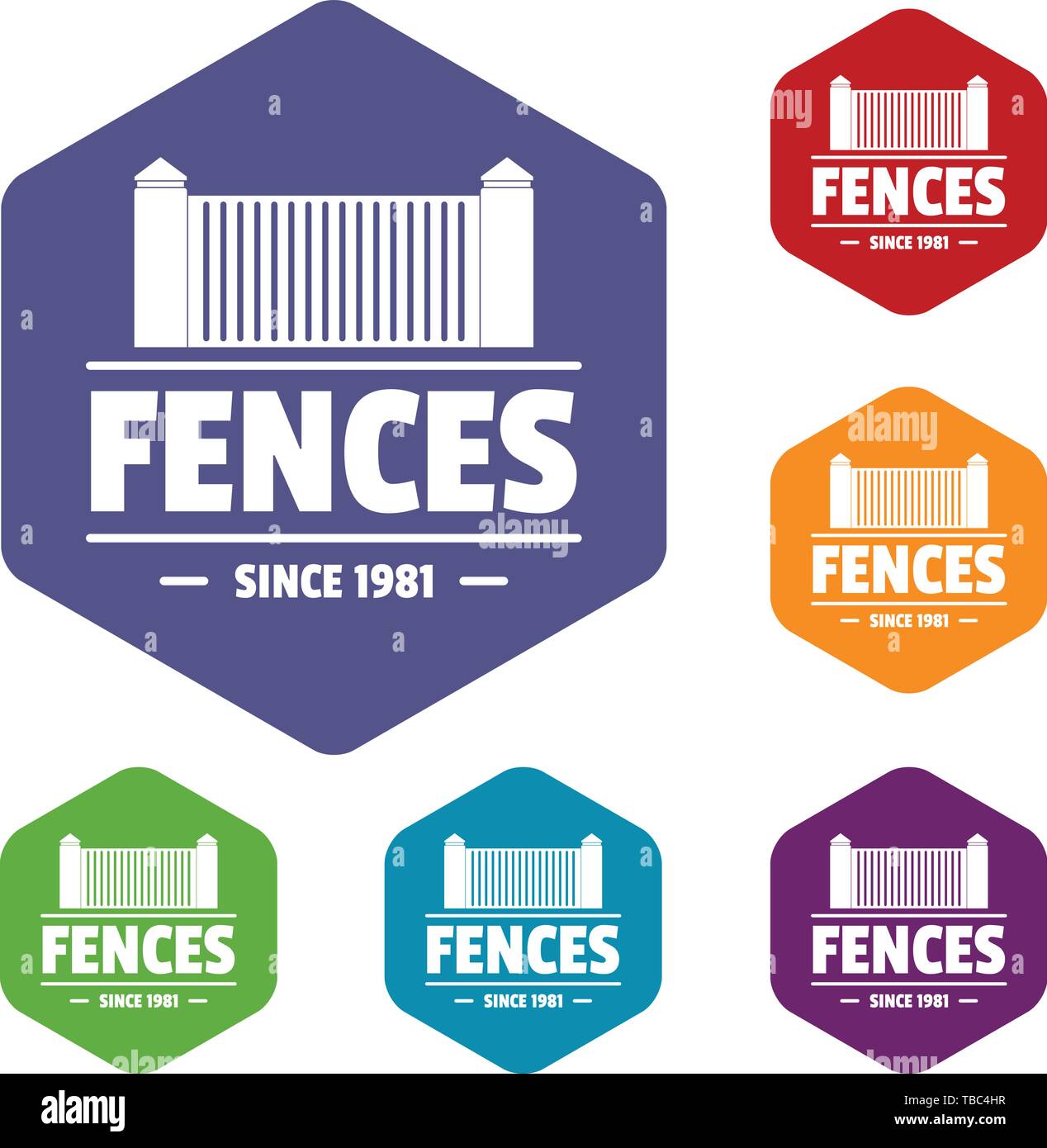 Fence architecture icons vector hexahedron Stock Vector