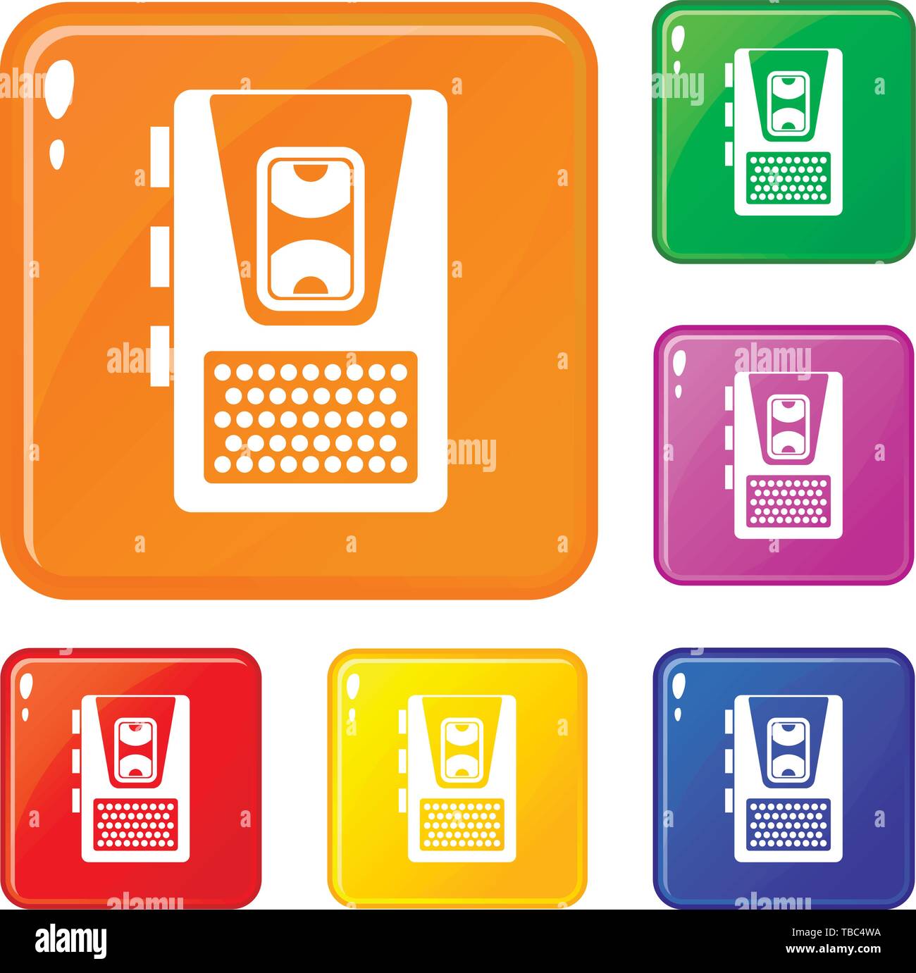 Dictaphone icons set vector color Stock Vector