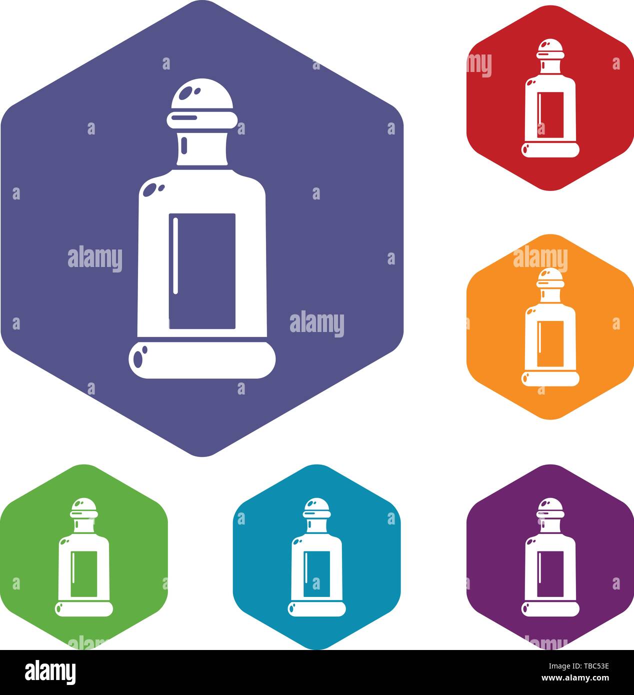 Square bottle icons vector hexahedron Stock Vector