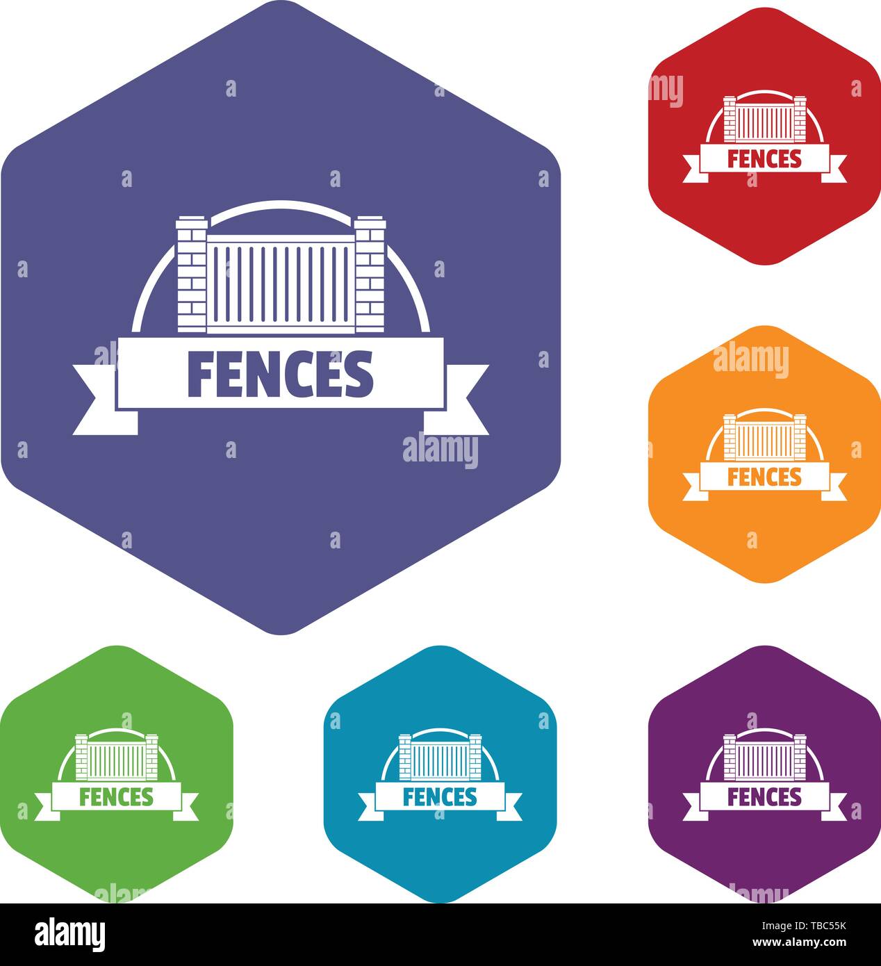 Fence brick icons vector hexahedron Stock Vector