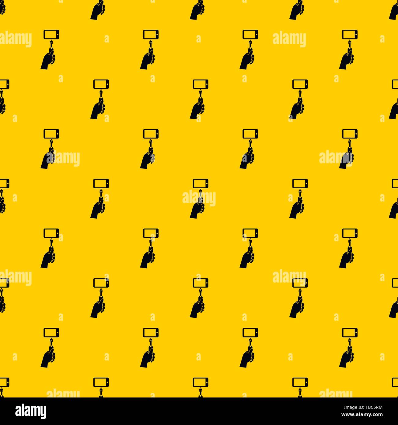 Hand holding a selfie stick with mobile phone pattern vector Stock Vector