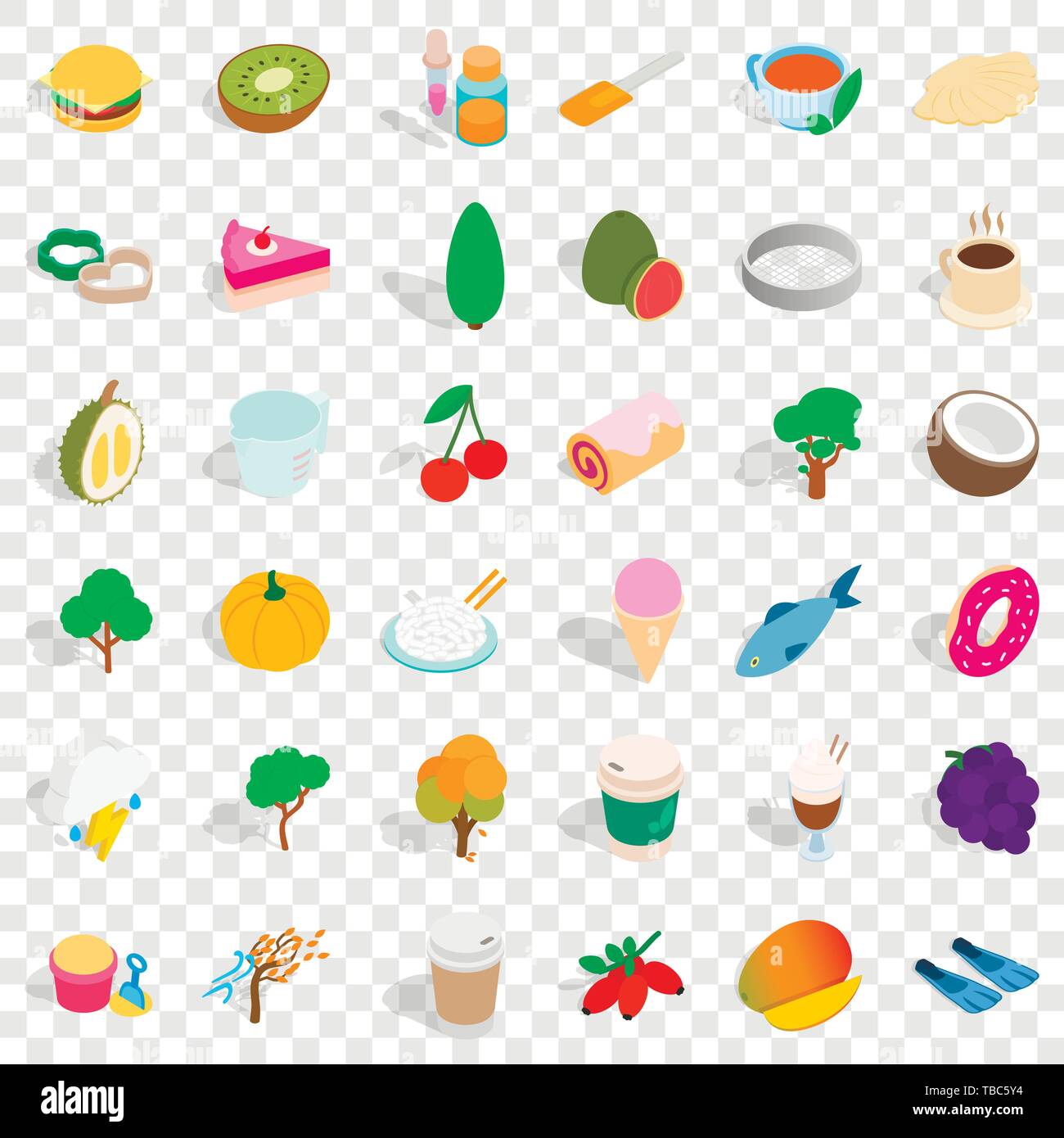 Vegetarian icons set, isometric style Stock Vector